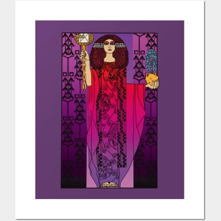 Art nouveau lady 3 (red on purple) Posters and Art